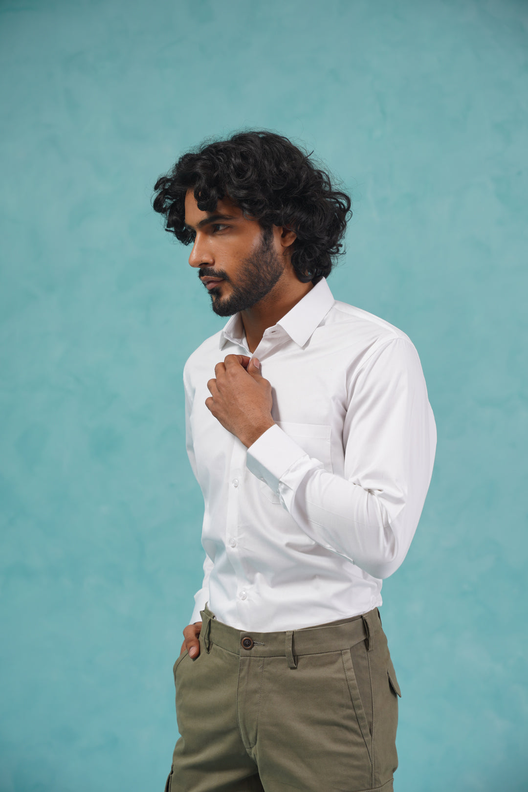 Indian Needle Men's Cotton Solid White Formal Shirt's ( SF 361White )