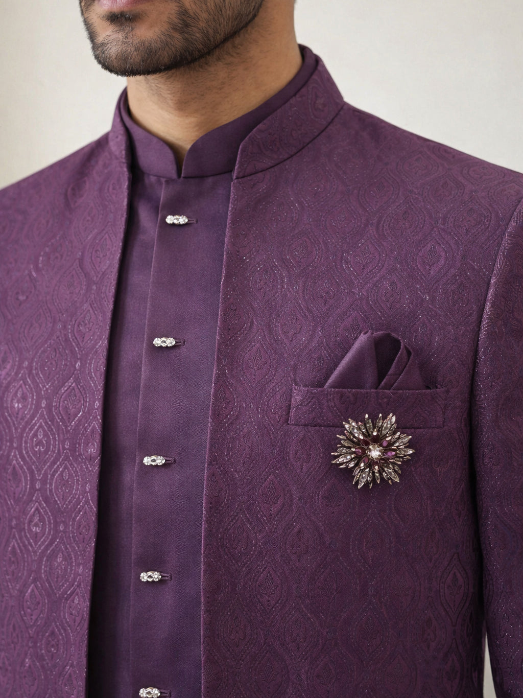 Designer Cotton Blend Indo-Western Set ( 50JIND 144Wine S )