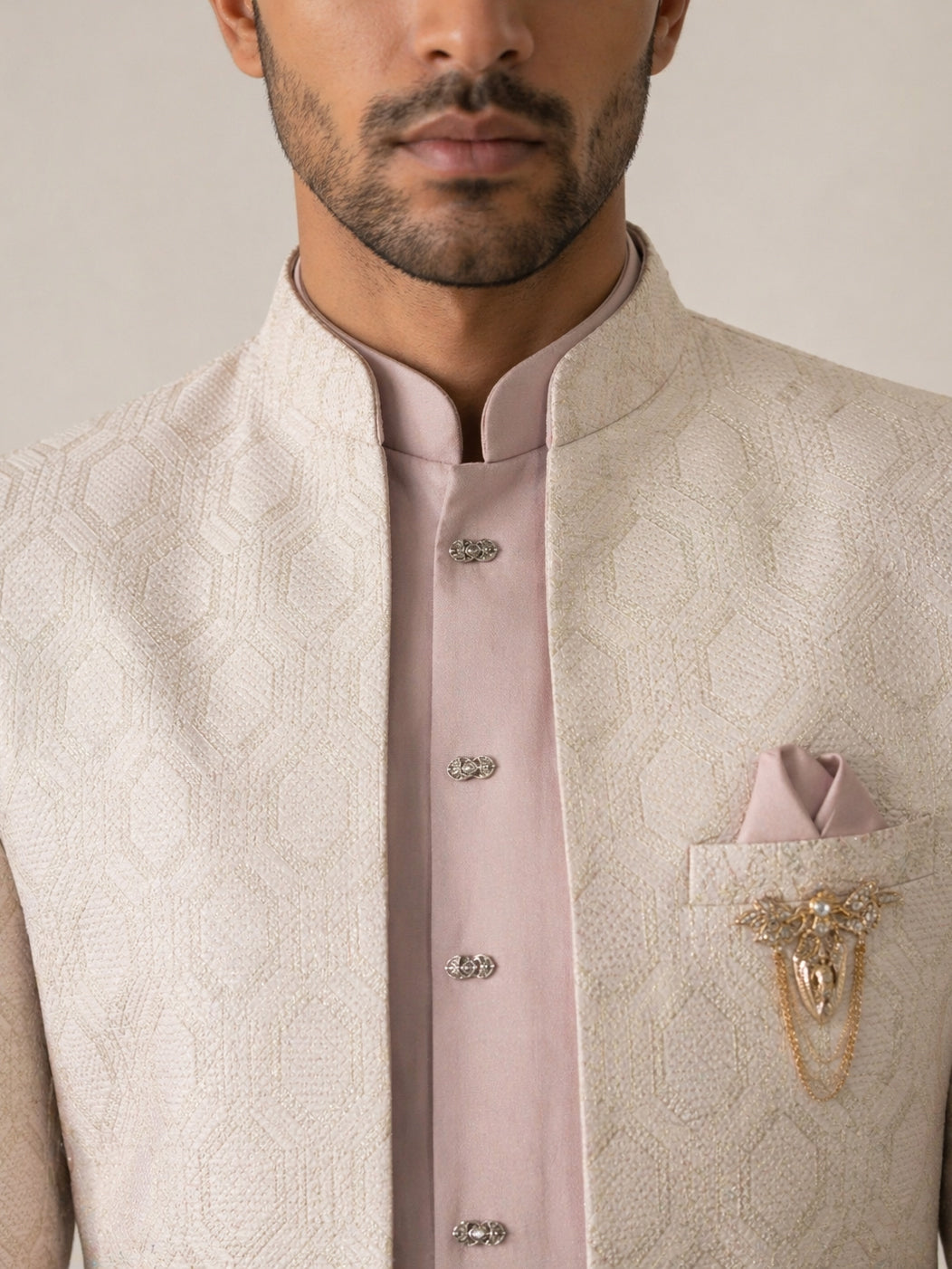 Jacquard Silk Ethnic Indo-Western Set
