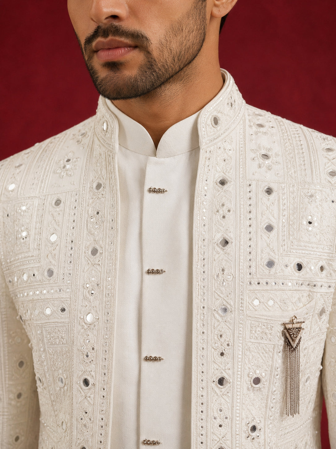 Men’s Mirror Work Embroidered Indo-Western Set
