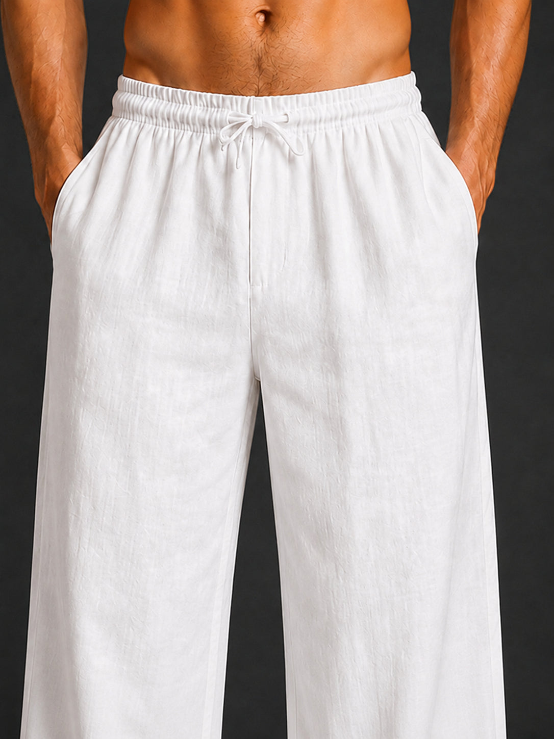 Men’s Relaxed Fit Linen Trousers ( J-GP 310 GP 310White )