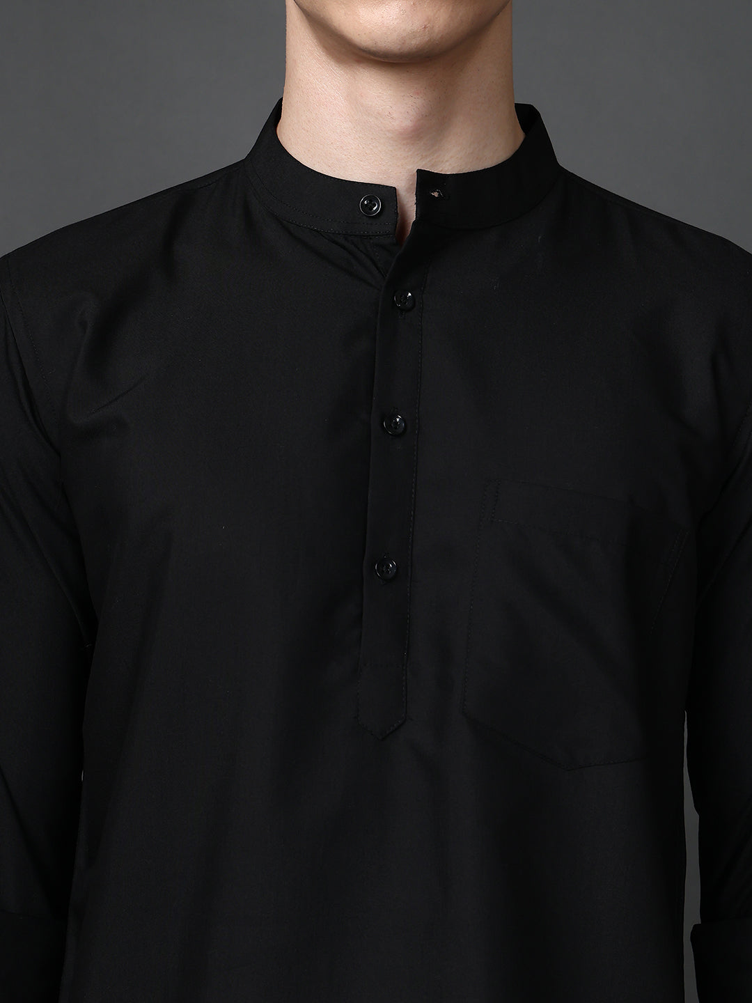 Black Casual Solid Short Kurta ( ANMSK 5397Black )