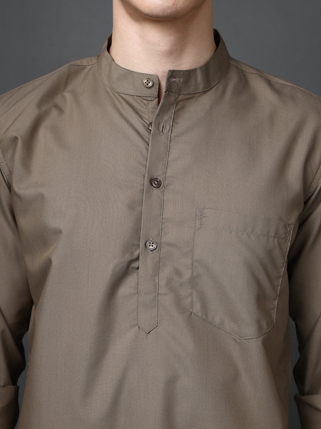 Brown Casual Solid Short Kurta ( ANMSK 5397Brown )