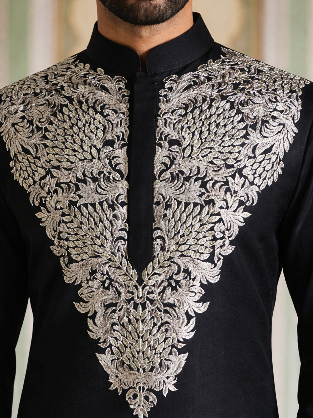 Japanese Fabric Embroidered Kurta ( 65KO 5453Black S )