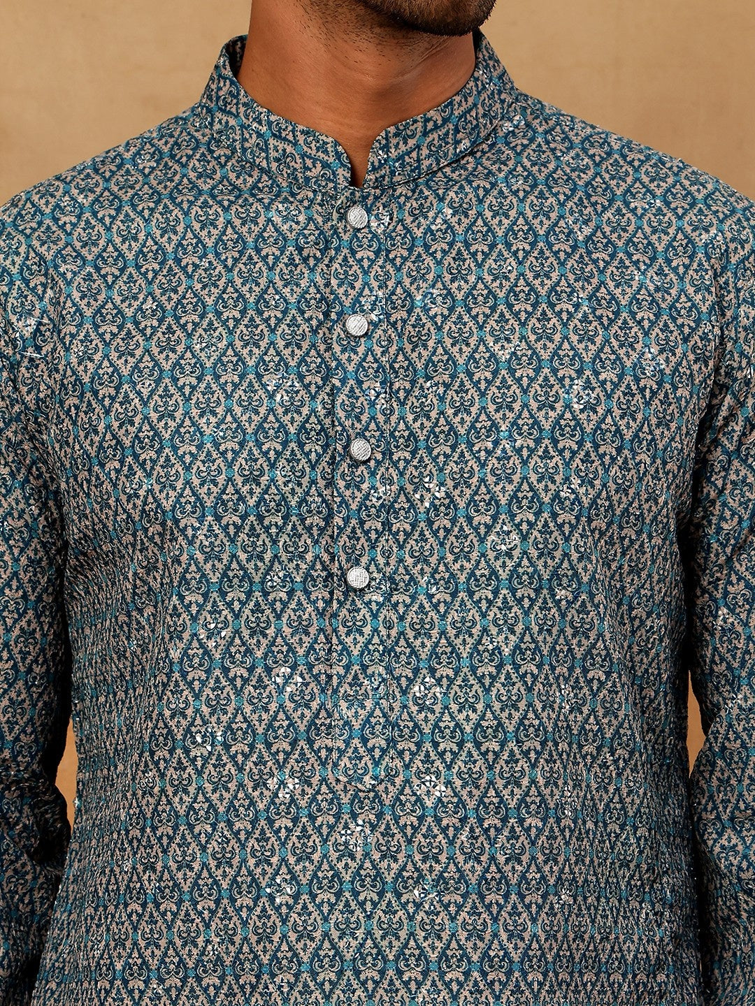 Cotton Blend Ethnic Printed Kurta ( 65KO 5455Sea-Green )