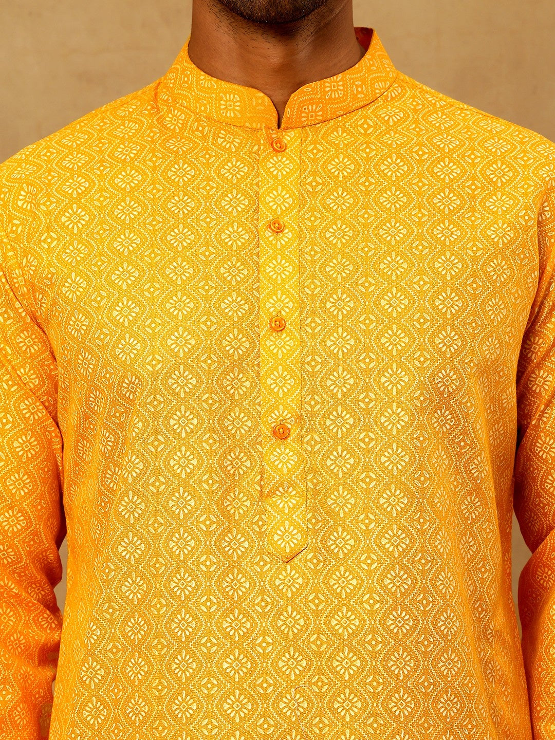 Traditional Printed Kurta for Men ( 65KO 5470Orange )