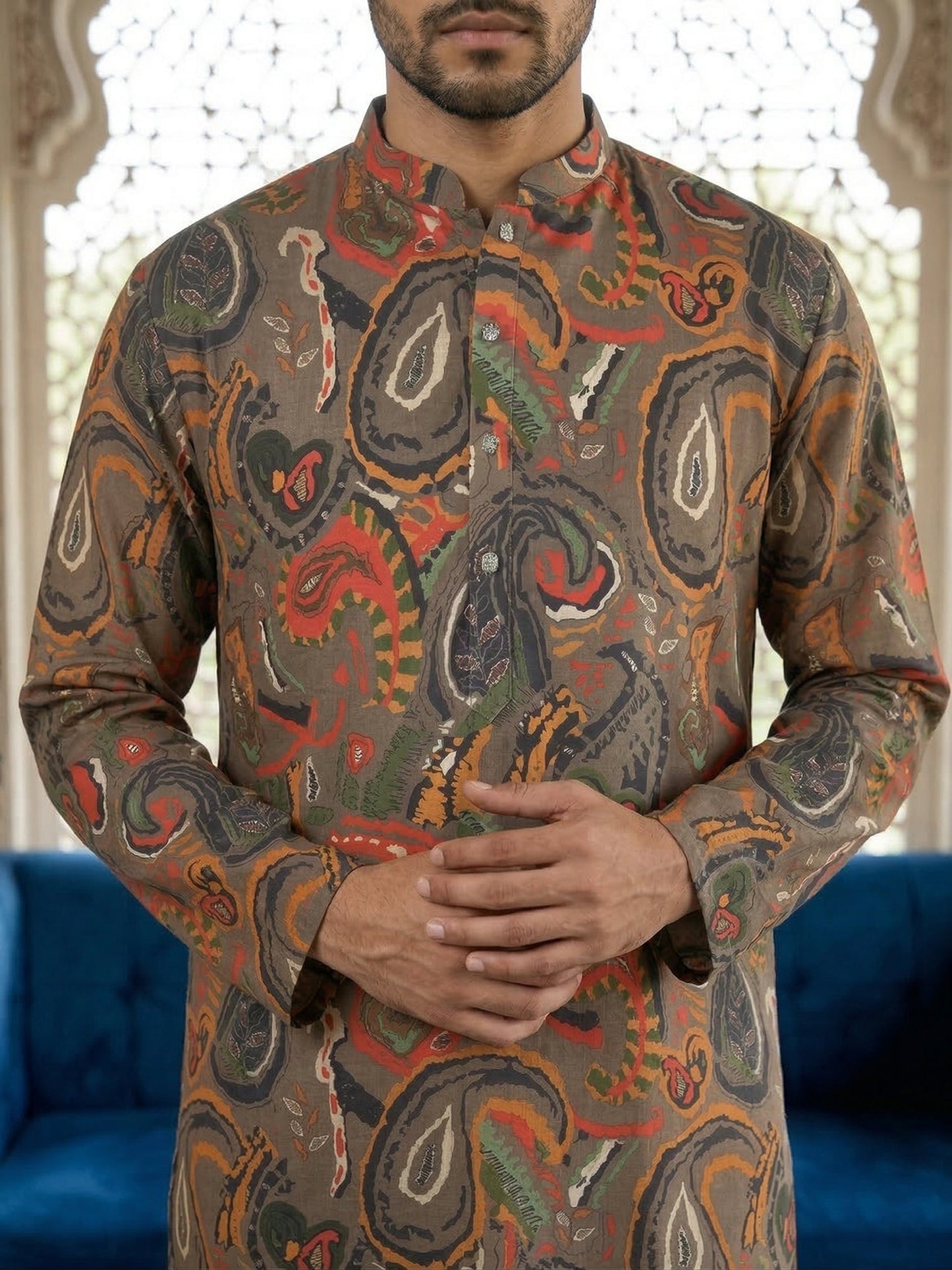 Paisley Printed Kurta ( 65KO 5524Brown )