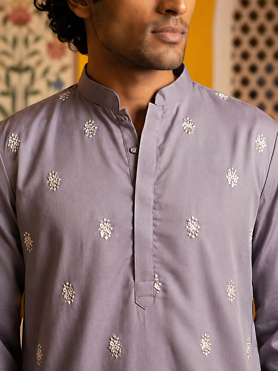 Floral Embroidered Kurta for Men ( 65KO 5629Purple )