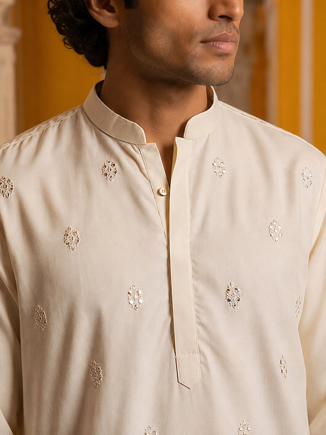 Floral Embroidered Kurta for Men ( 65KO 5629White )