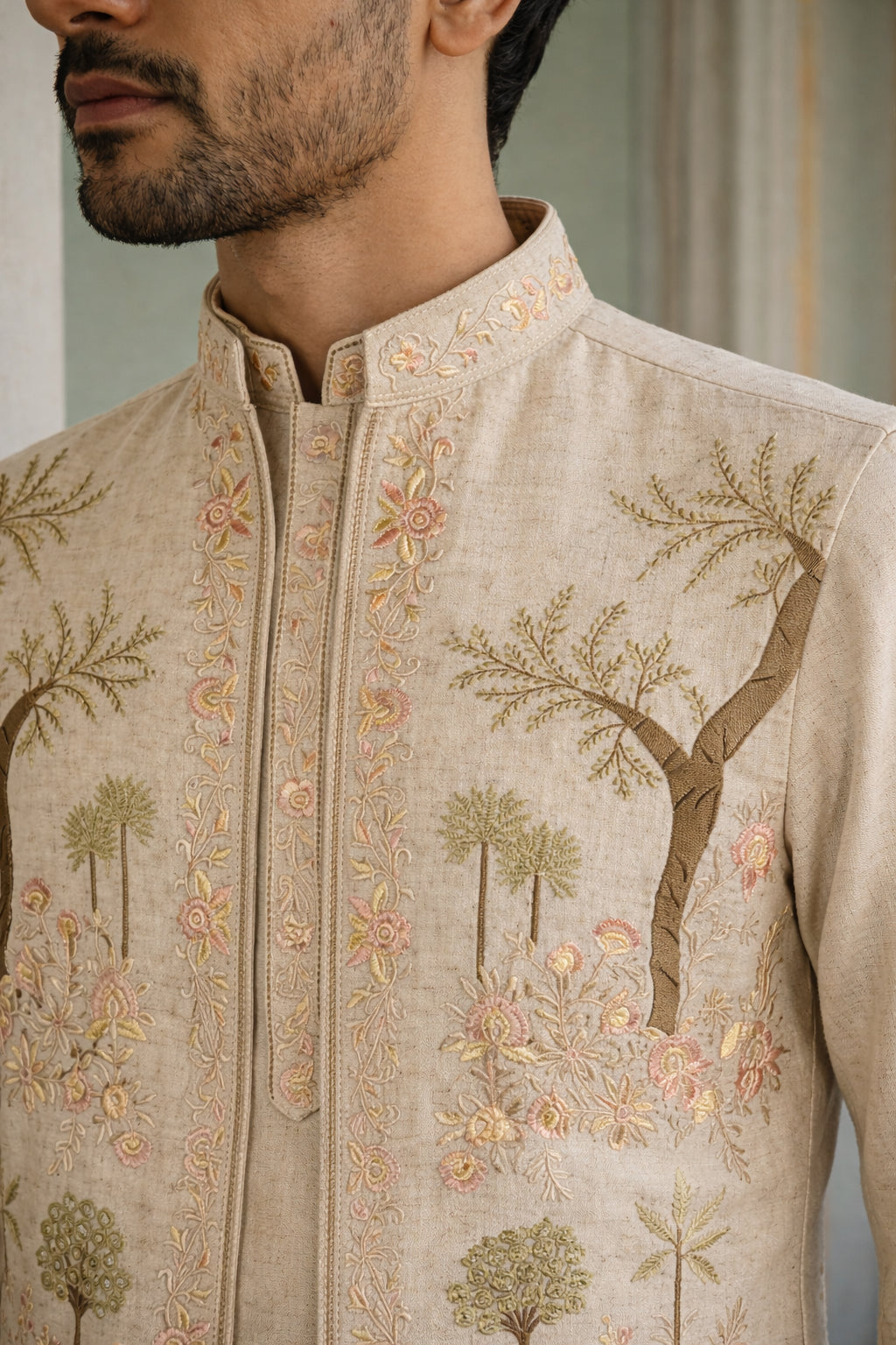Cotton Kurta with Pyjama & Waistcoat ( 65KPWCS 5491Beige )