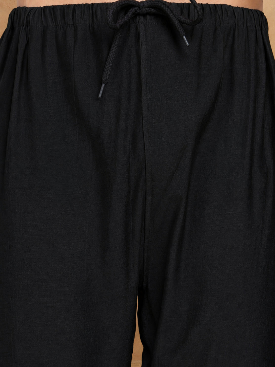 Men’s Silk Blend Thread Work Kurta Set ( 65KP B S 5543 Black )