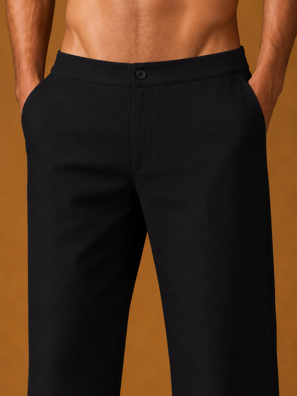 Men's Japanese Fabric Solid Korean Pants ( 65PJ 013Black )