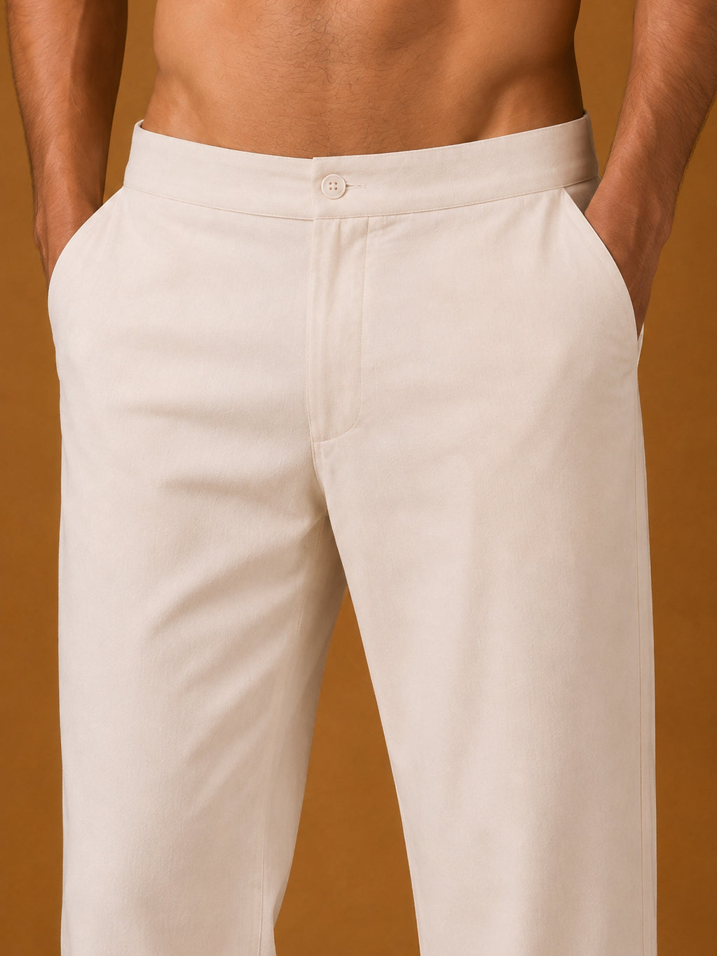 Men's Japanese Fabric Solid Korean Pants ( 65PJ 013White )