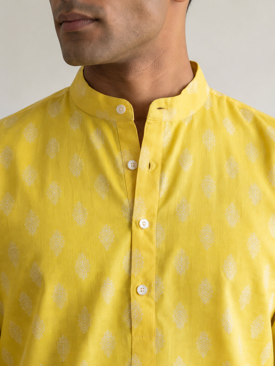 Cotton Blend Traditional Printed Short Kurta