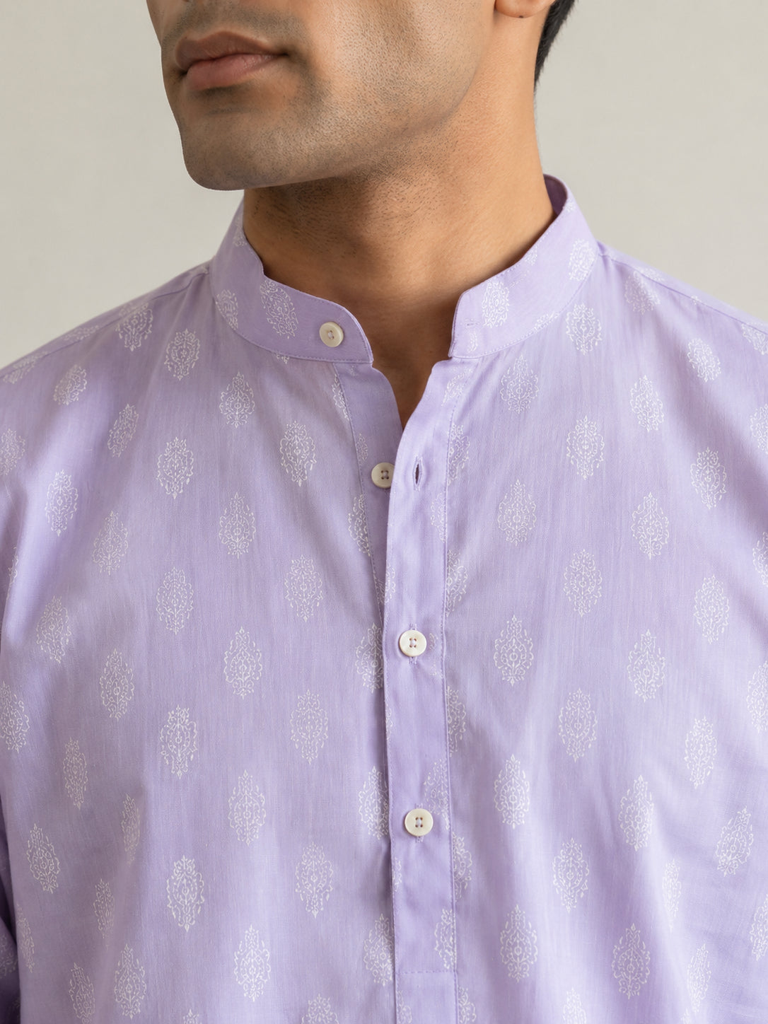 Cotton Blend Traditional Printed Short Kurta