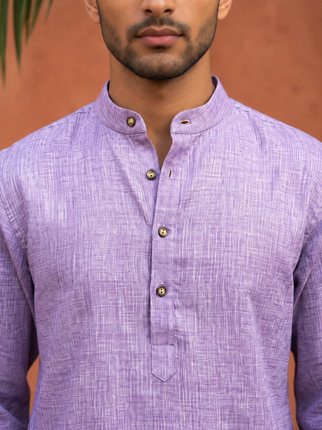 Linen Blend Solid Short Kurta ( 65SK 5613Purple )