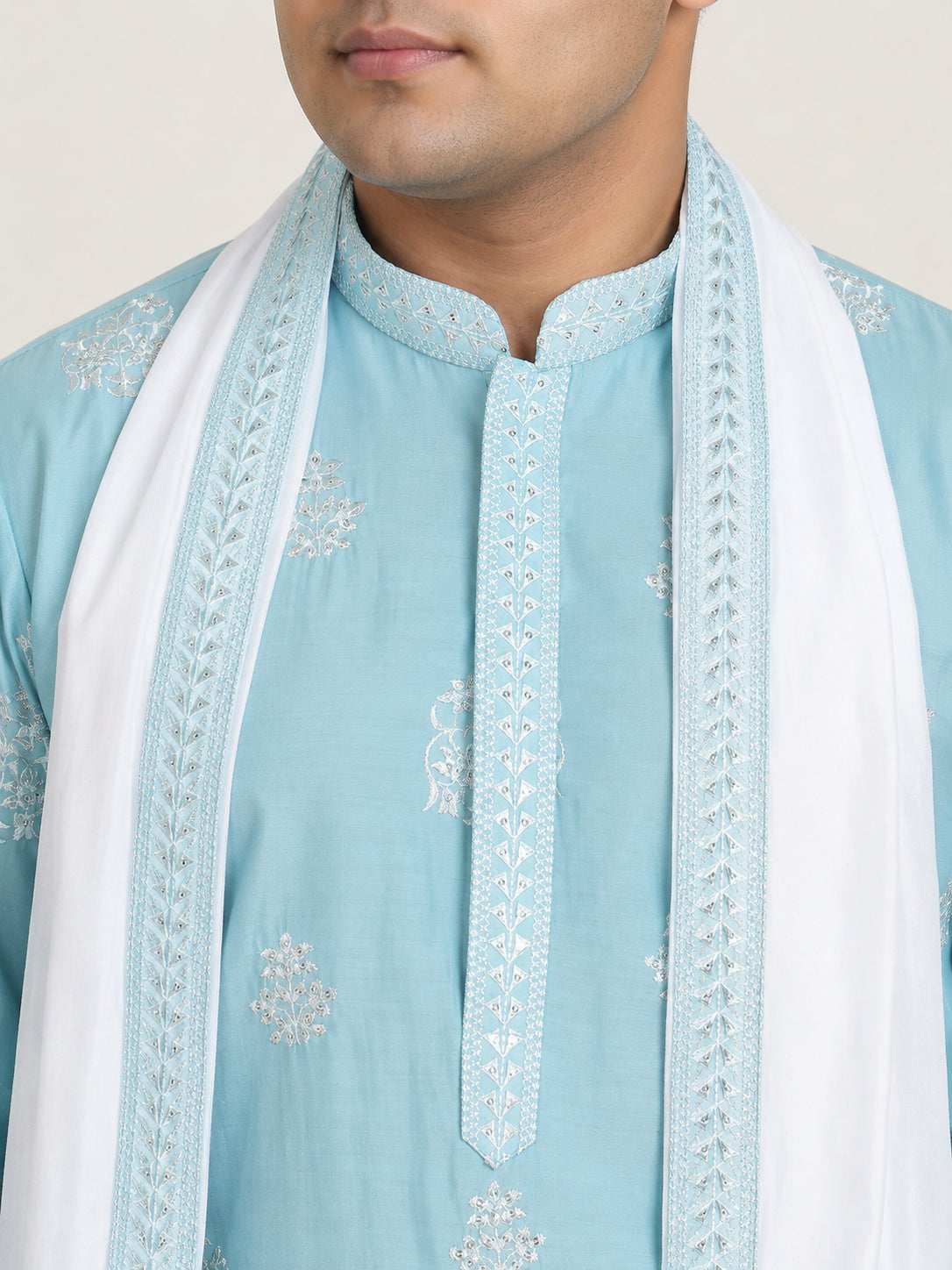 Embroidered & Sequin Kurta With Dupatta