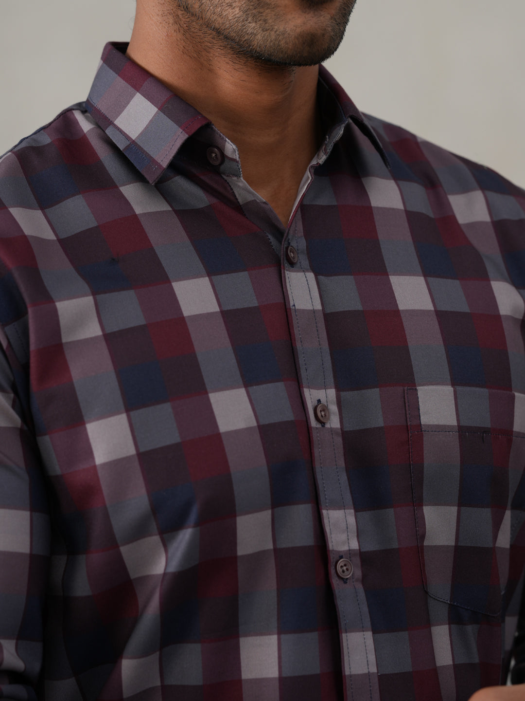 Checked Cotton Casual Shirt for Men ( RDSH 033Navy )