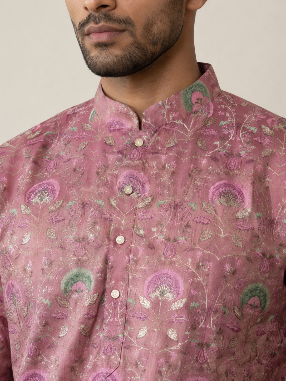 Silk Blend Foil Print Kurta ( 65KO 5587Purple )