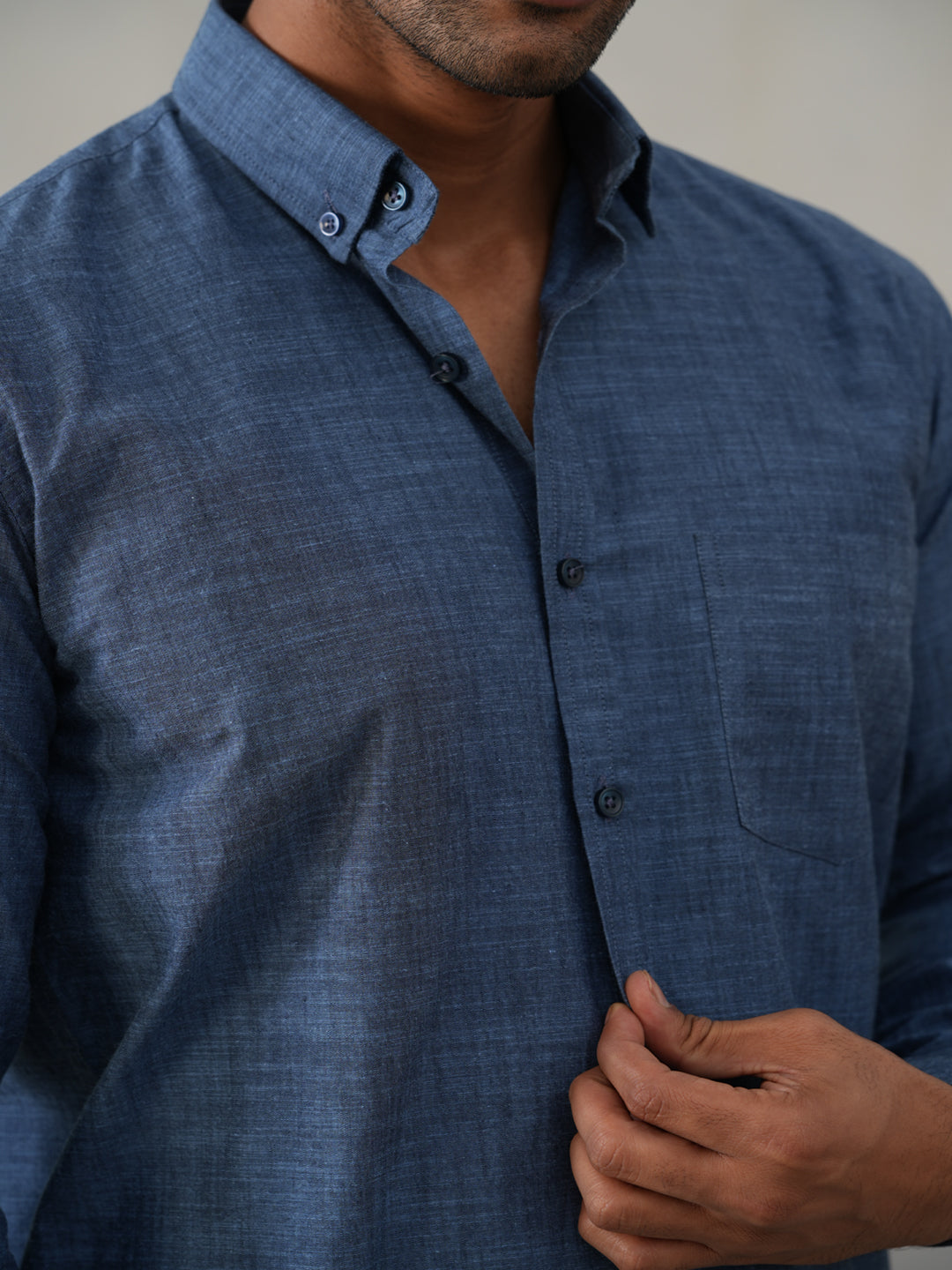 Cotton Blend Solid Casual Shirt for Men ( RDSH 032Blue )