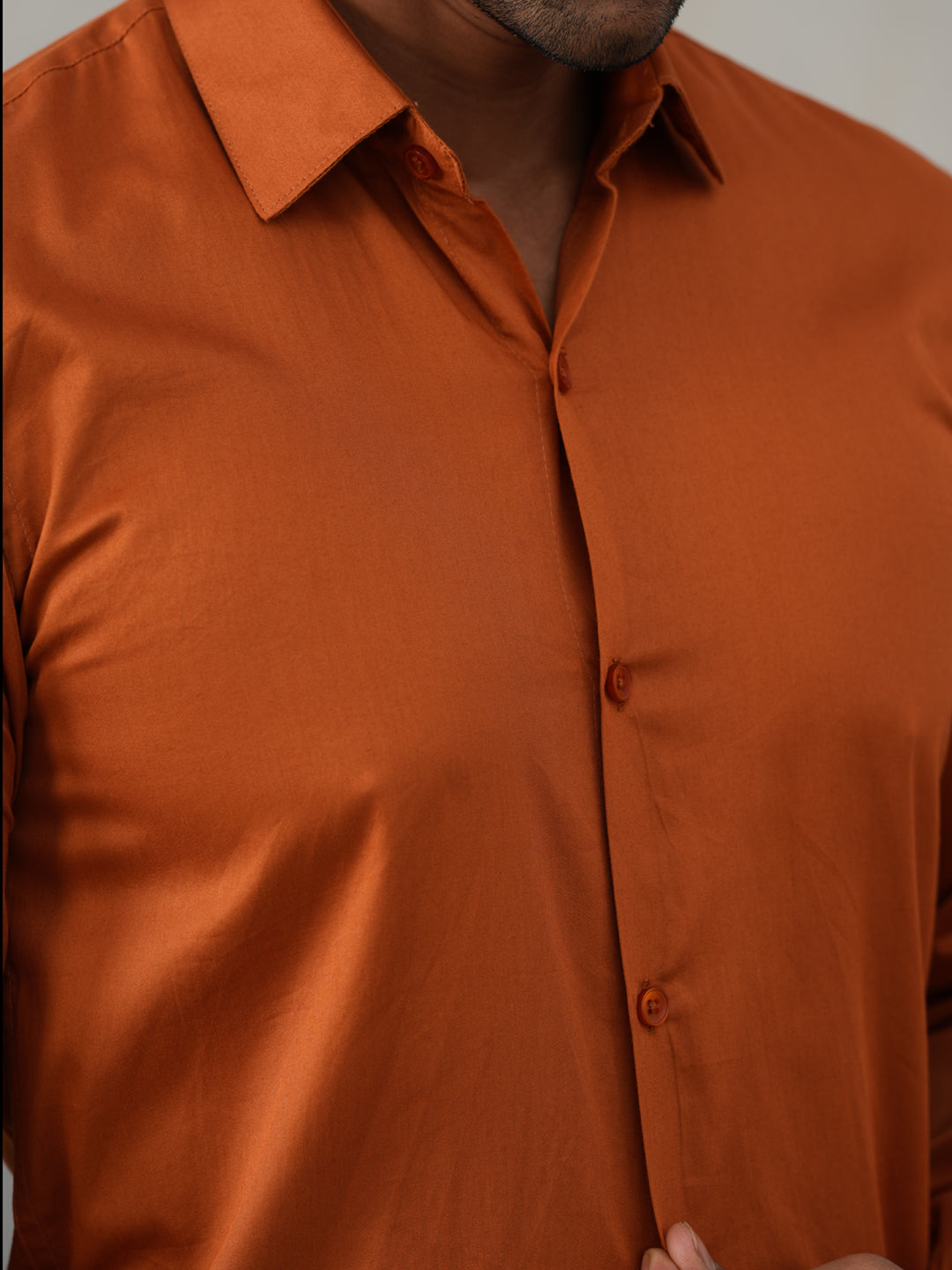 Satin Lycra Solid Casual Shirt for Men ( RDSH 008Orange )