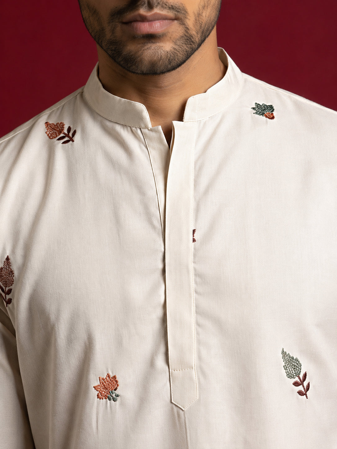 Japanese Fabric Embroidered Kurta ( 65KO 5596White )