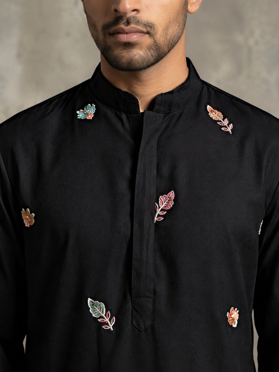 Japanese Fabric Embroidered Kurta ( 65KO 5596Black )