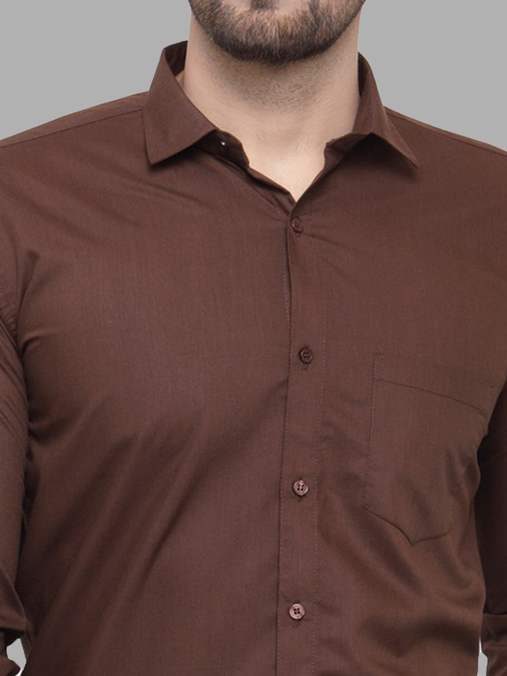 Indian Needle Men's Cotton Solid Coffee Formal Shirt's ( SF 361Coffee )