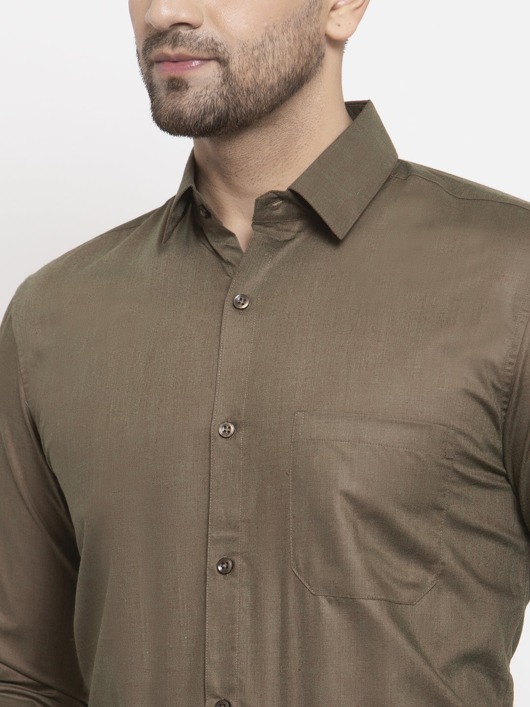 Indian Needle Men's Cotton Solid Dark Brown Formal Shirt's ( SF 361Dark-Brown )