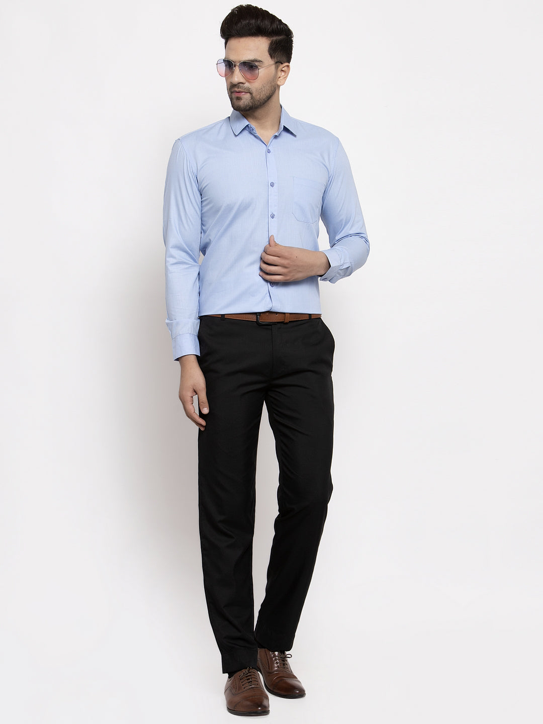 Indian Needle Men's Cotton Solid Firozi Blue Formal Shirt's ( SF 361Firozi )
