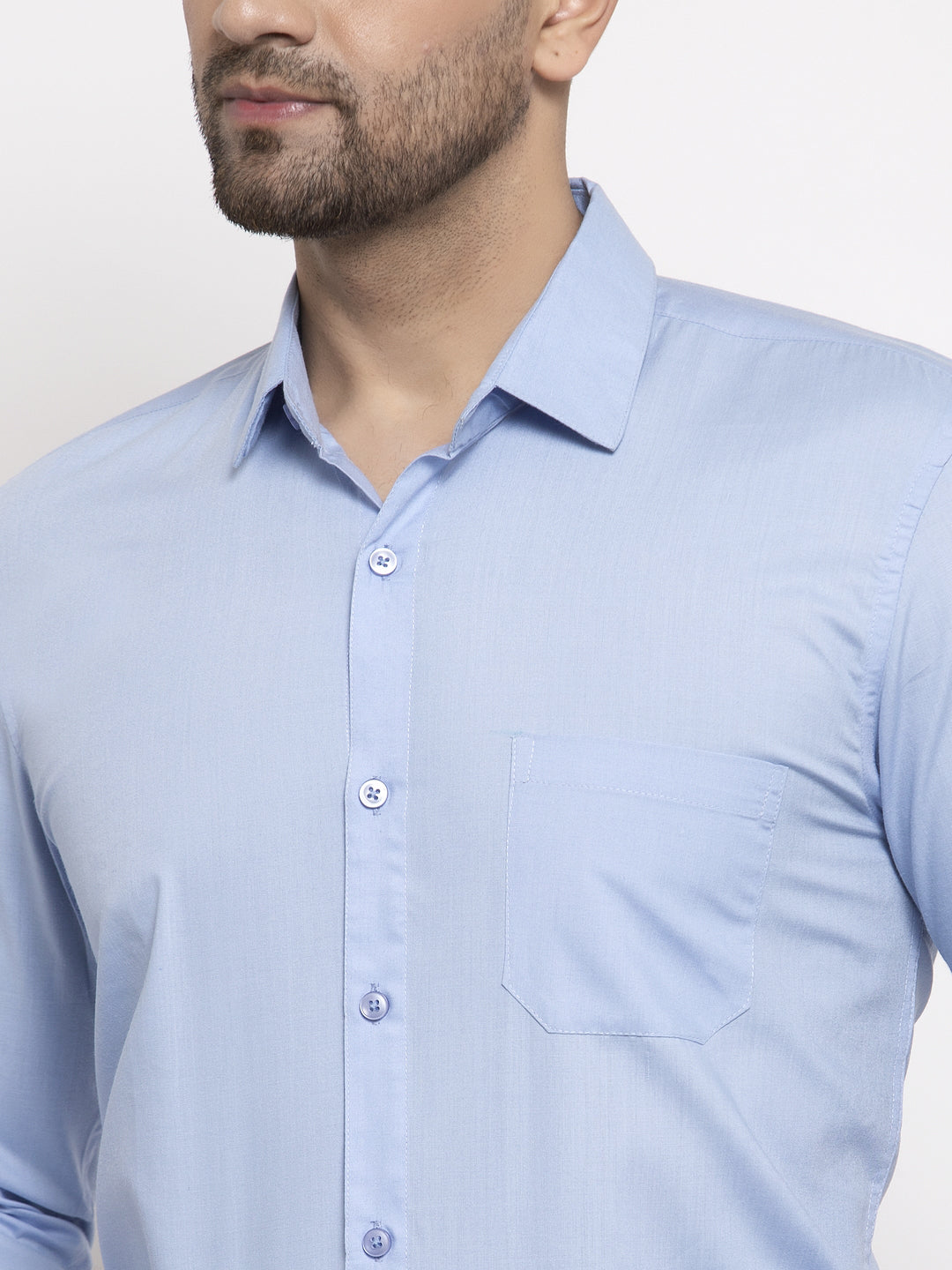 Indian Needle Men's Cotton Solid Firozi Blue Formal Shirt's ( SF 361Firozi )