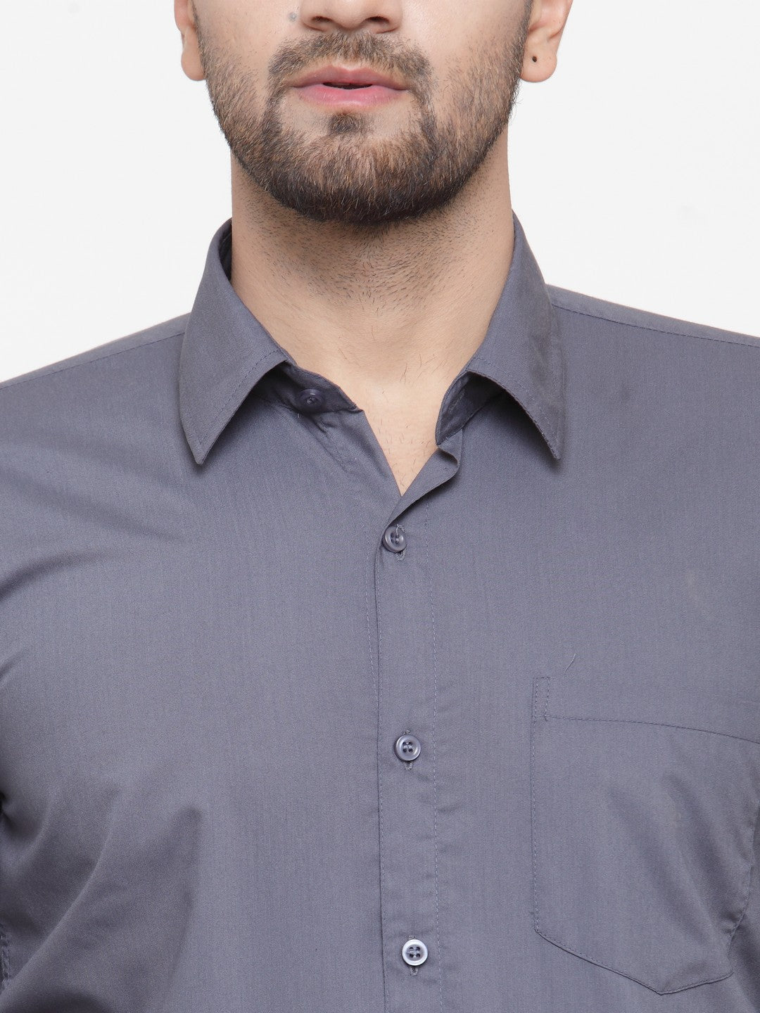 Indian Needle Men's Cotton Solid Grey Formal Shirt's ( SF 361Grey )