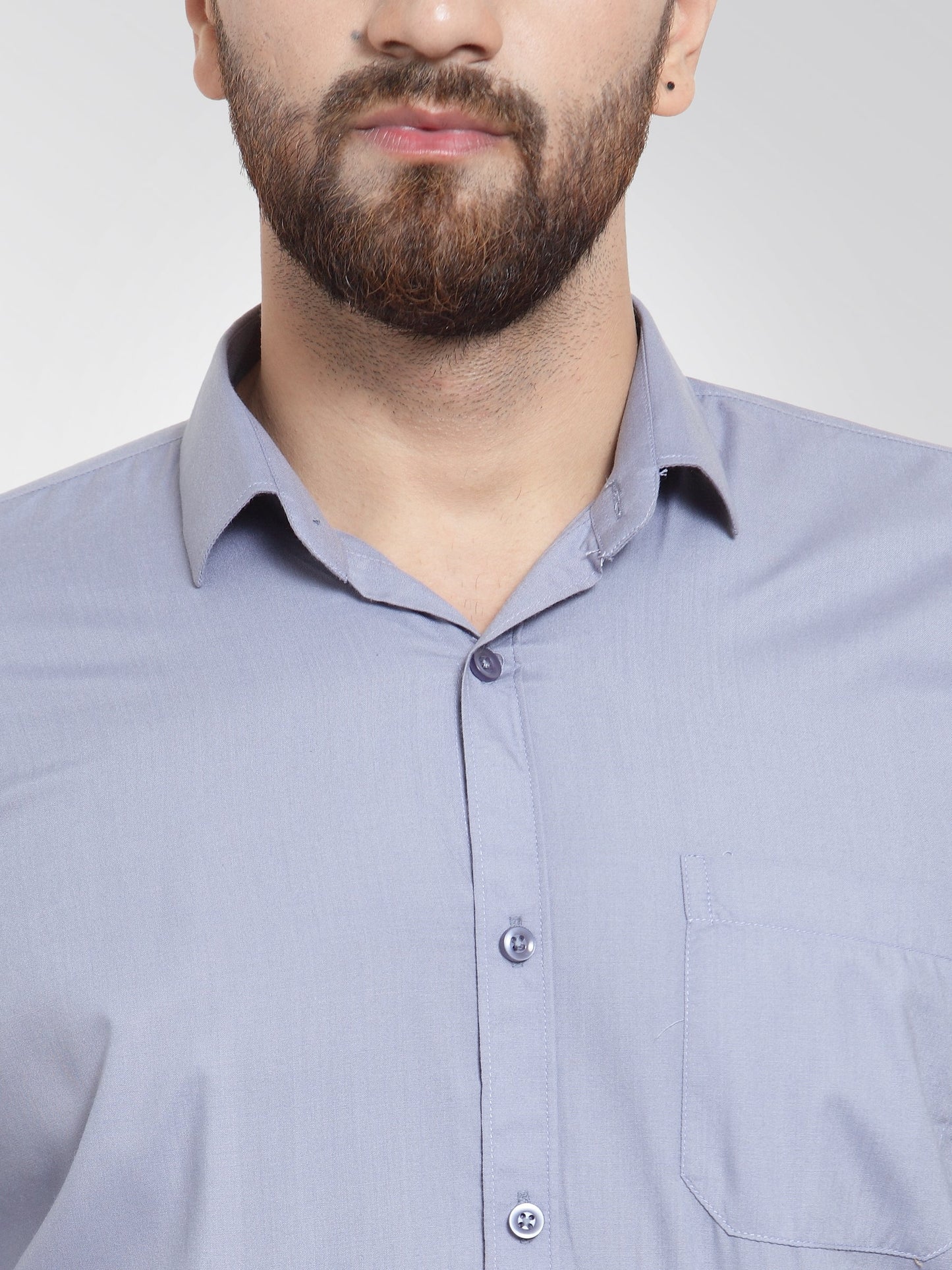 Indian Needle Men's Cotton Solid Light Grey Formal Shirt's ( SF 361Light-Grey )