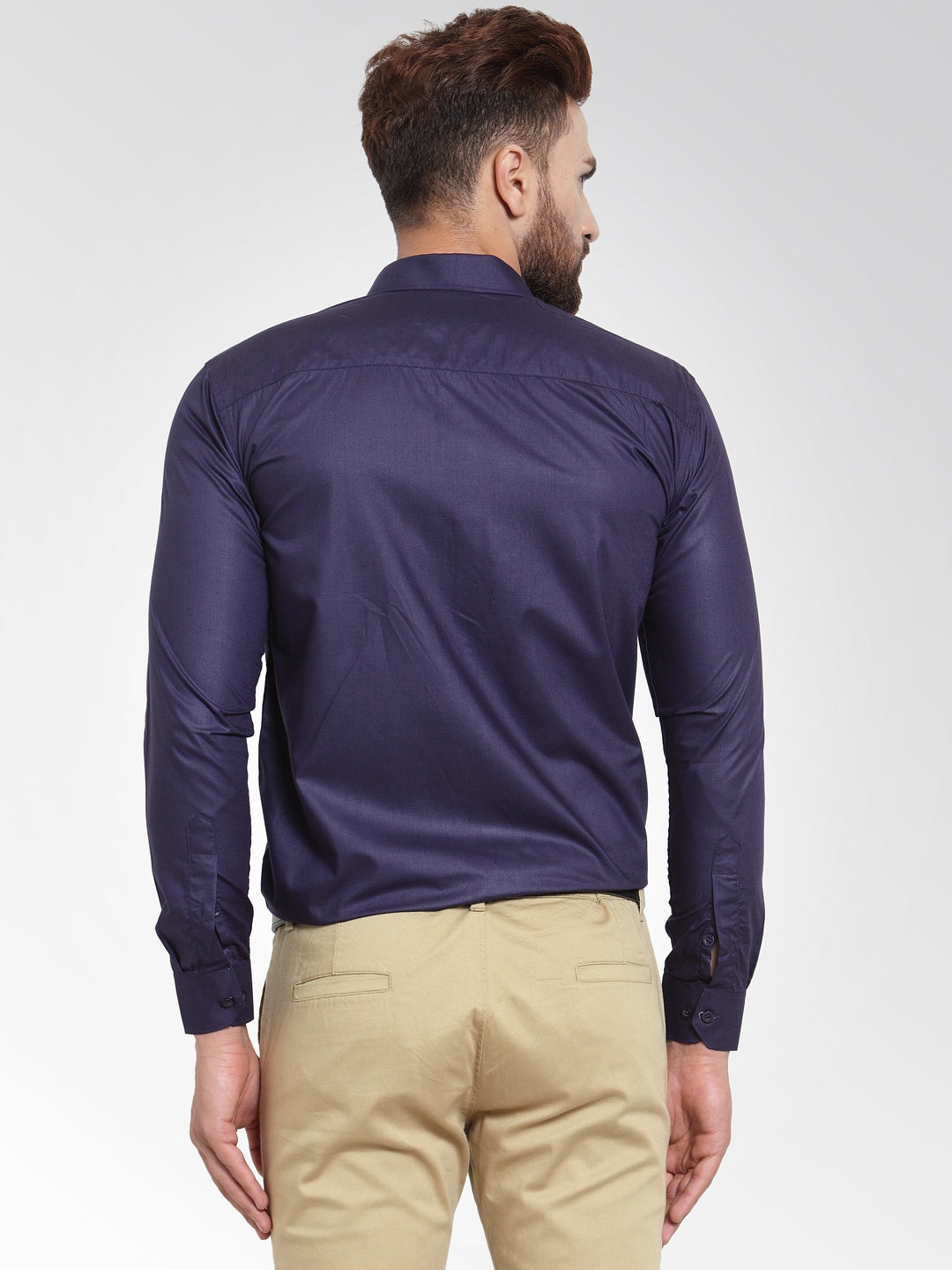 Indian Needle Men's Cotton Solid Navy Blue Formal Shirt's ( SF 361Navy )