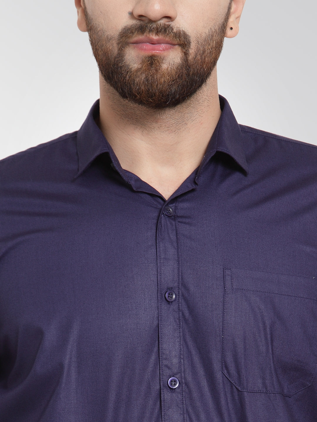 Indian Needle Men's Cotton Solid Navy Blue Formal Shirt's ( SF 361Navy )