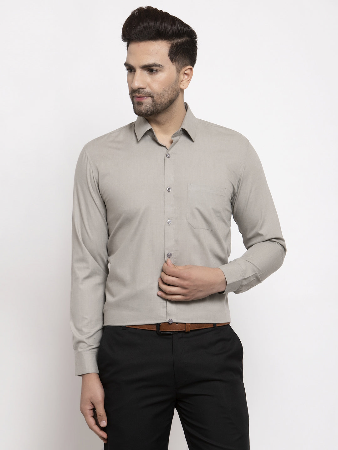 Indian Needle Men's Cotton Solid Steel Grey Formal Shirt's ( SF 361Steel-Grey )