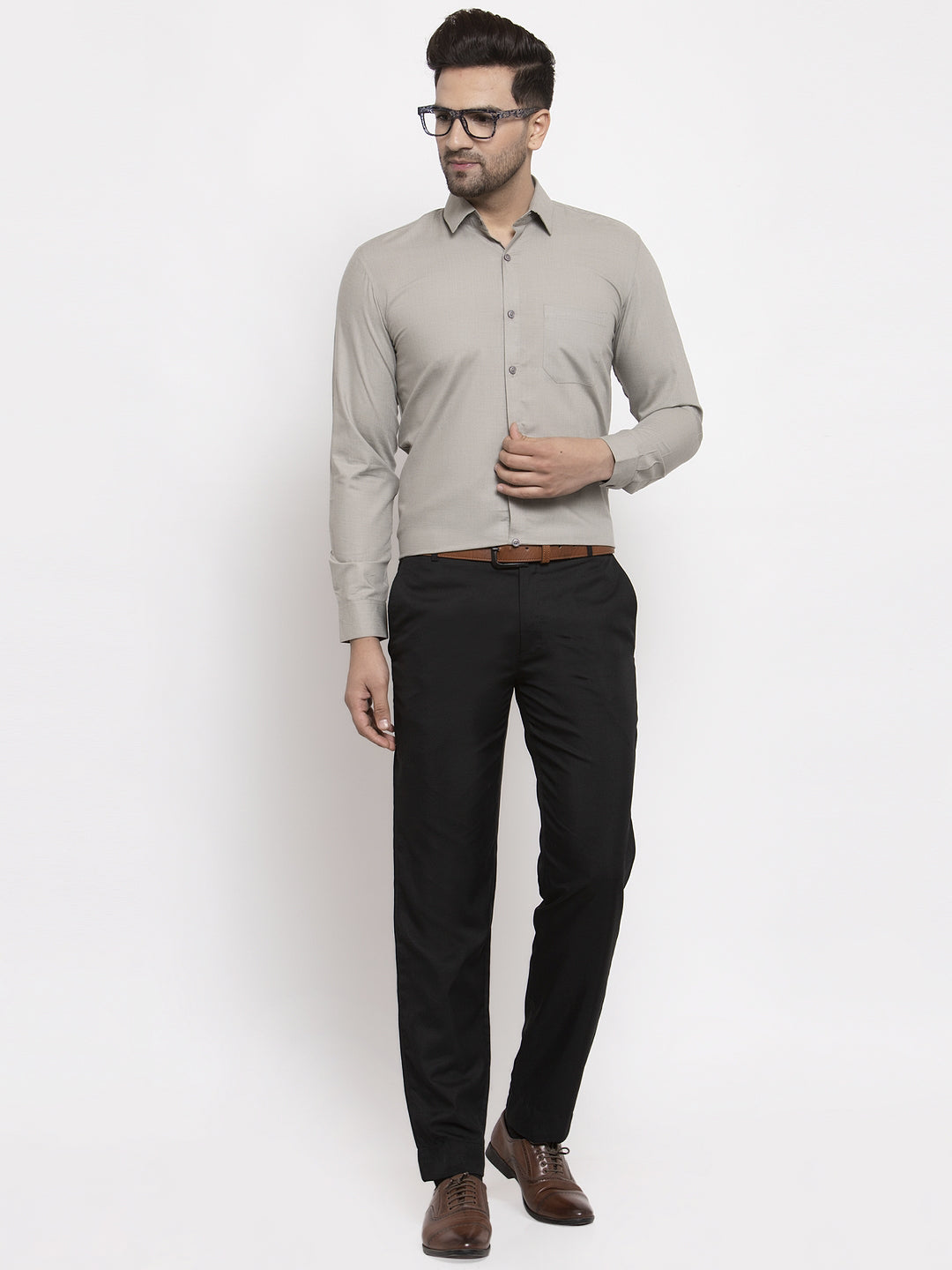 Indian Needle Men's Cotton Solid Steel Grey Formal Shirt's ( SF 361Steel-Grey )