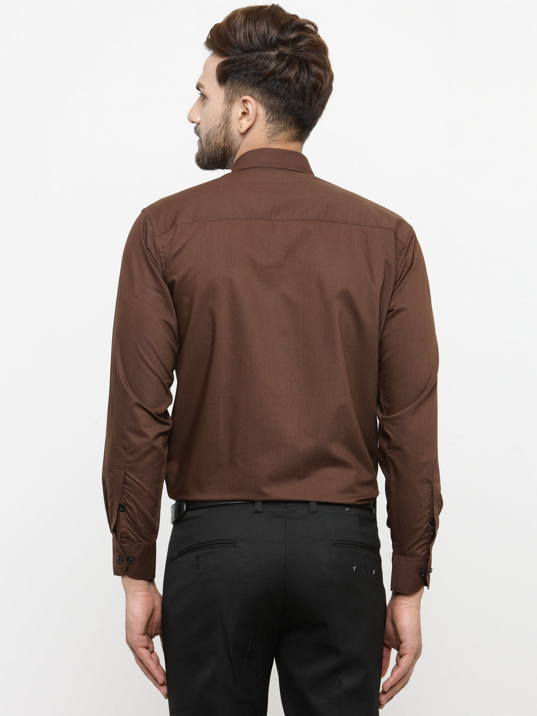 Indian Needle Coffee Formal Shirt with black detailing ( SF 411Coffee )