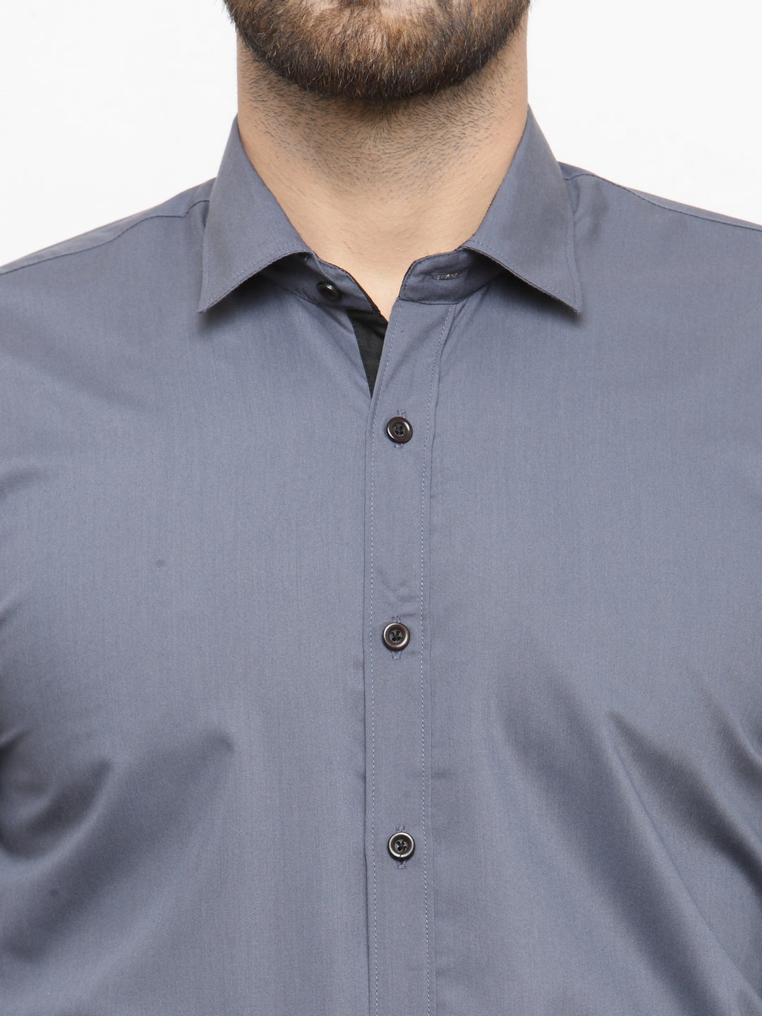 Indian Needle Grey Formal Shirt with black detailing ( SF 411Grey )
