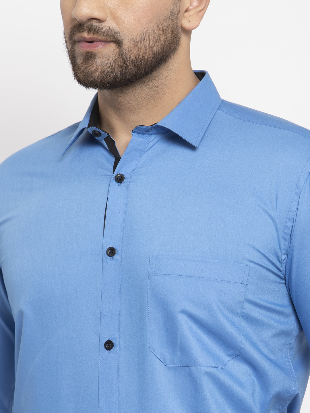 Indian Needle Light Blue Formal Shirt with black detailing ( SF 411Light-Blue )