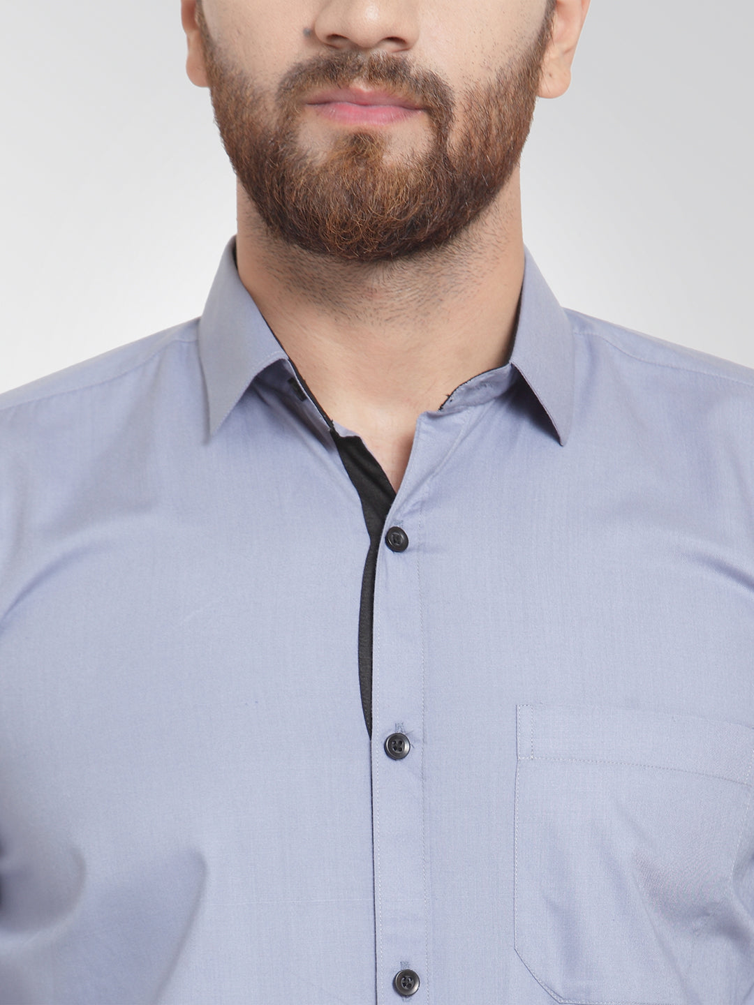 Indian Needle Light Grey Formal Shirt with black detailing ( SF 411Light-Grey )