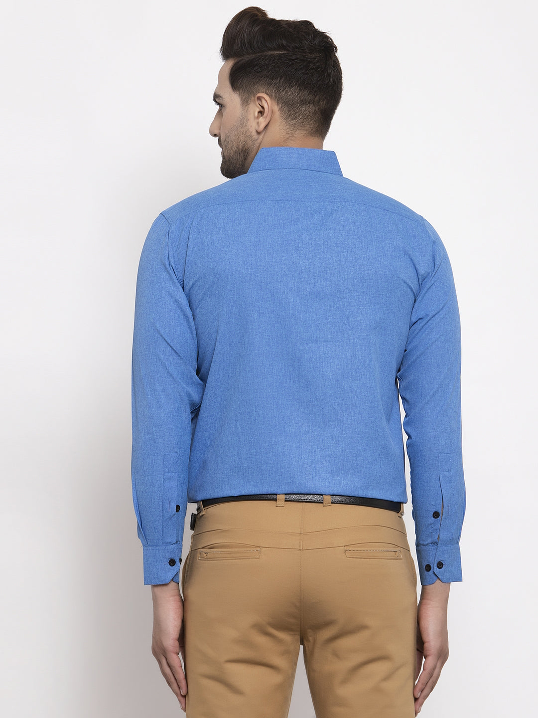 Indian Needle Blue Men's Cotton Solid Button Down Formal Shirts ( SF 734Blue )