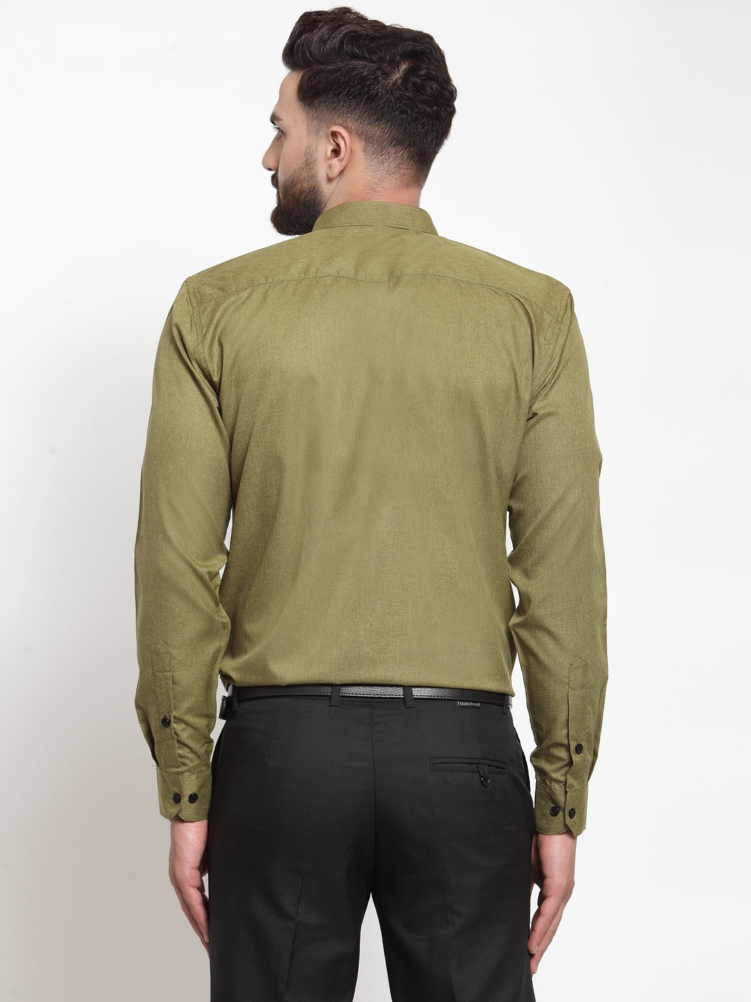 Indian Needle Olive Men's Cotton Solid Button Down Formal Shirts ( SF 734Olive )