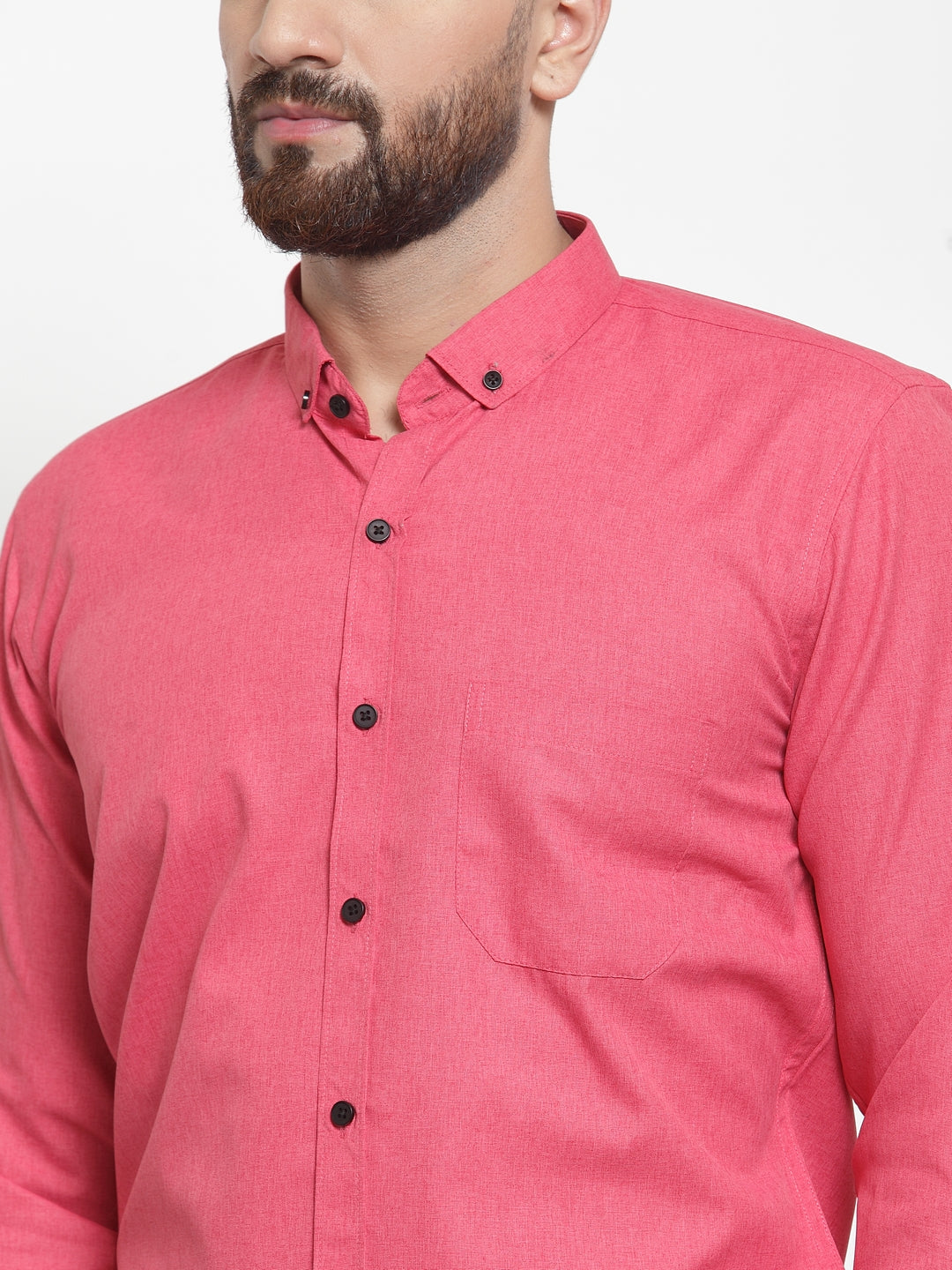 Indian Needle Red Men's Cotton Solid Button Down Formal Shirts ( SF 734Red )