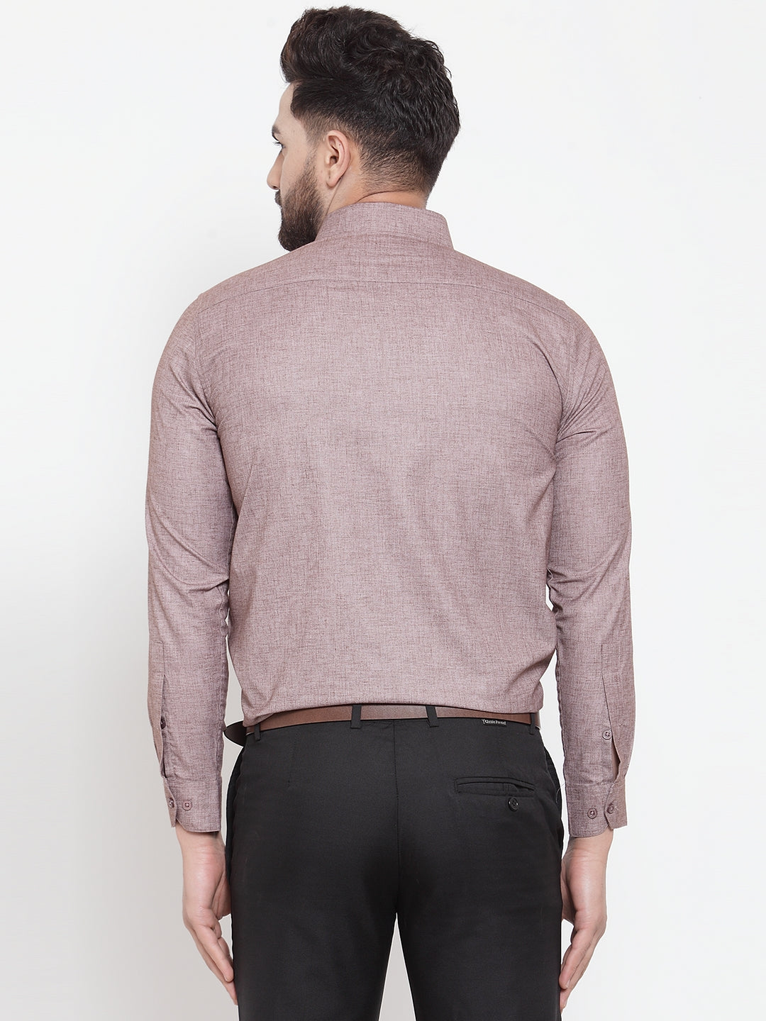 Indian Needle Brown Men's Cotton Solid Button Down Formal Shirts ( SF 753Mauve )