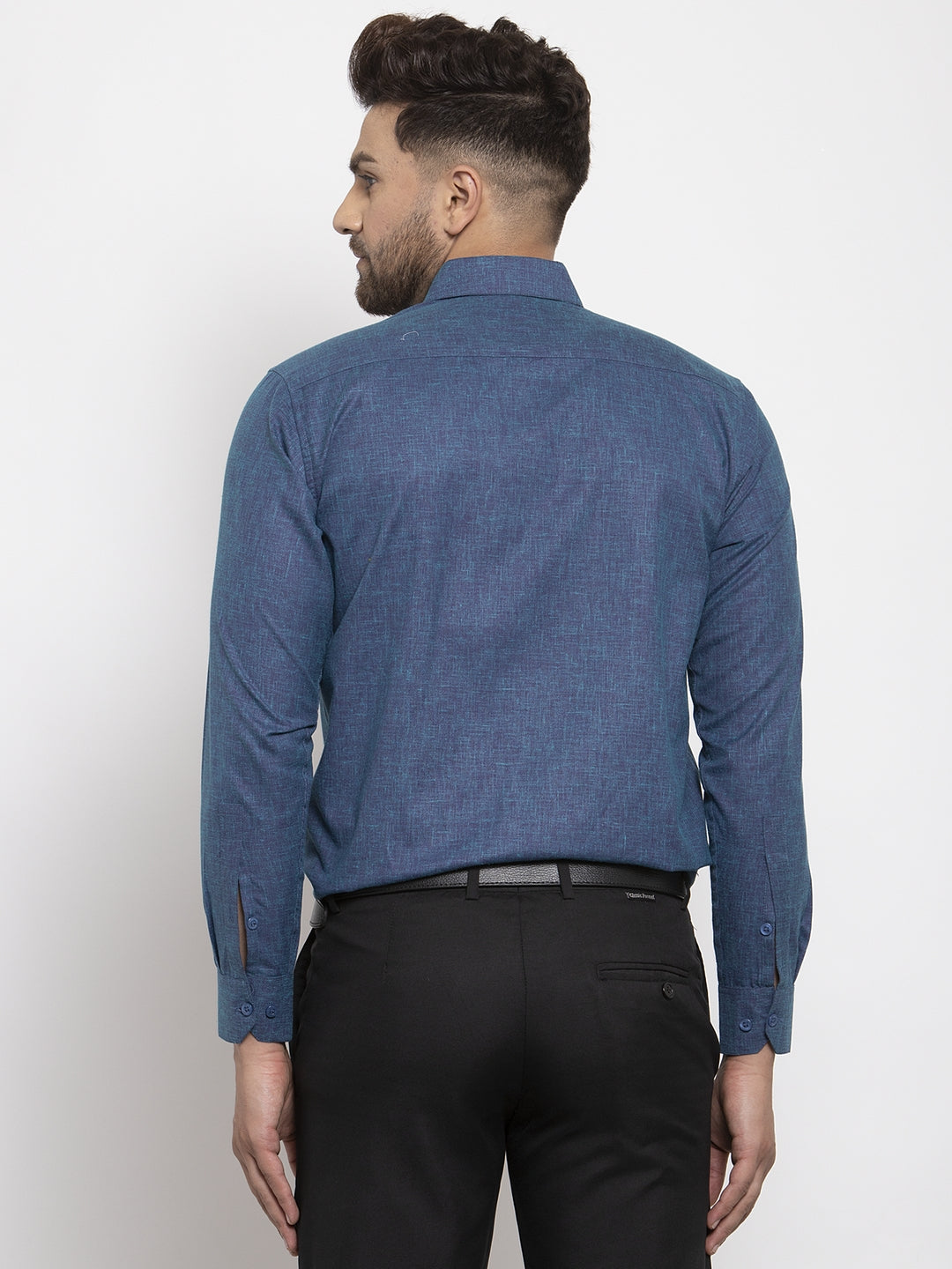 Indian Needle Blue Men's Cotton Solid Button Down Formal Shirts ( SF 753Teal )