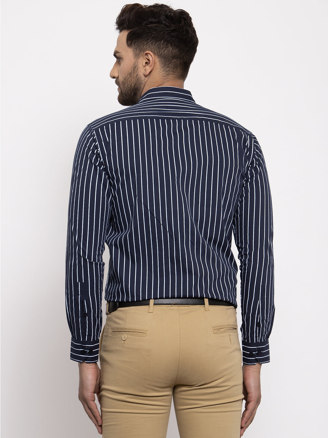 Indian Needle Navy Men's Cotton Striped Formal Shirt's ( SF 770Navy )