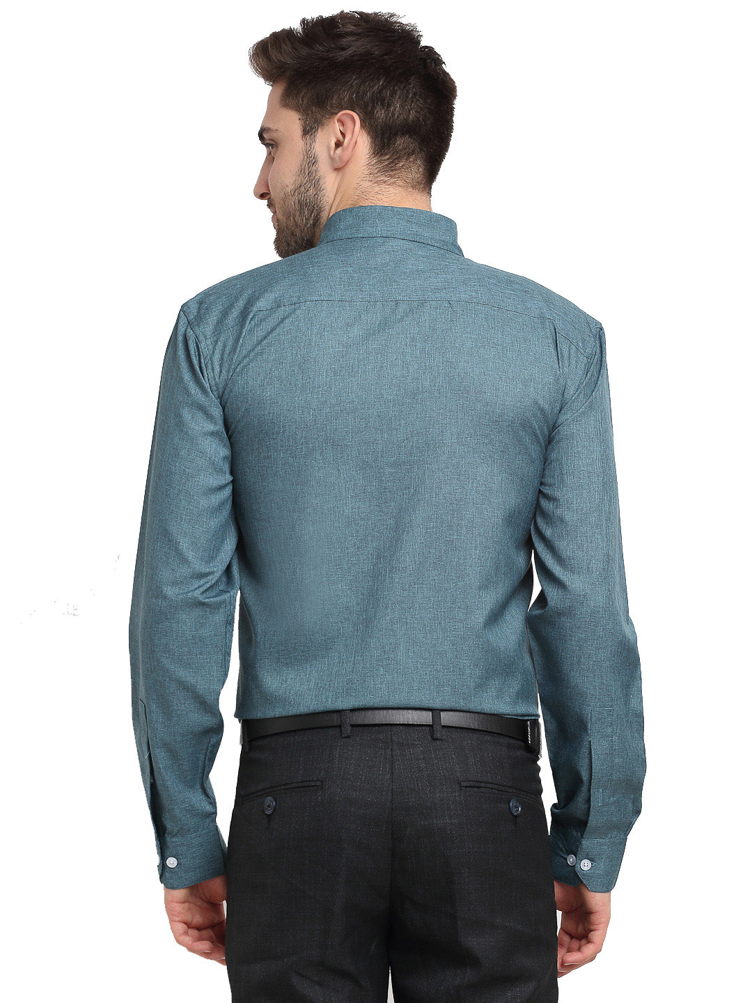 Indian Needle Grey Melange Men's Button Down Collar Cotton Formal Shirt ( SF 785Dark-Grey )
