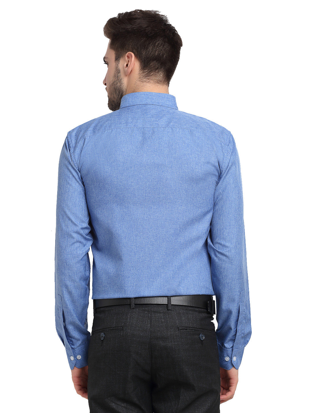 Indian Needle Blue Men's Button Down Collar Cotton Formal Shirt ( SF 785Light-Blue )