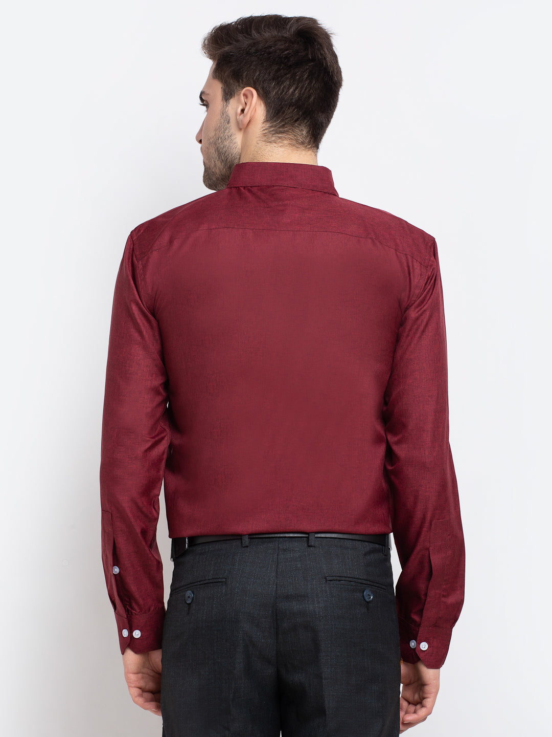 Indian Needle Maroon Men's Button Down Collar Cotton Formal Shirt ( SF 785Maroon )